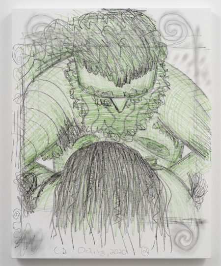 Early Coitus Diagrams 1-7 (2), Wax crayon and graphite on gessoed linen