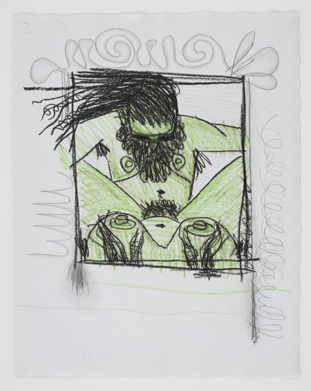 Nine Drawings (#3), Wax crayon, colored pencil and graphite on paper