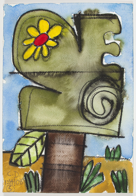 Seven Trees (#5), Mixed media on paper