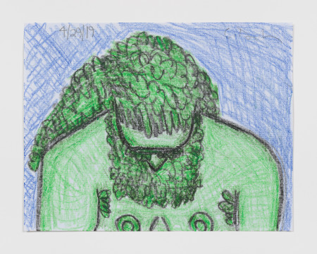Study for Green Male, Wax crayon and pencil on paper