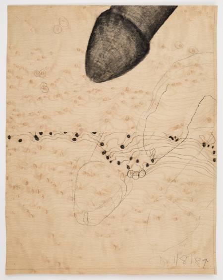 Untitled (1/8/84), Pencil and carbon pencil on birch veneer