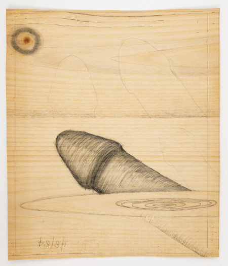 Untitled (1/8/84), Pencil and carbon pencil on pine veneer