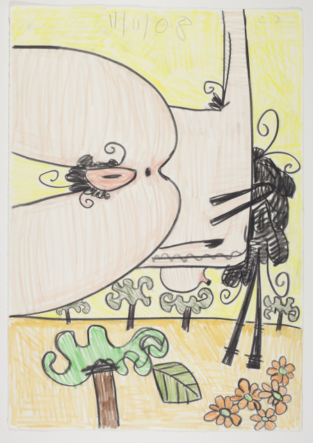 Untitled (11/11/08), Wax crayon, colored pencil and pencil on paper