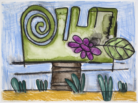 Untitled (12/6/08), Watercolor, colored pencil, and graphite on paper