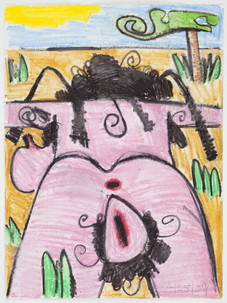 Untitled (4/25/09), Watercolor, crayon and pencil on paper