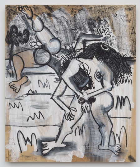 Untitled, Casein, watercolor crayon, and pencil on wood