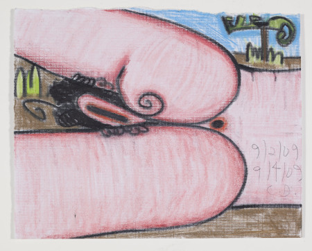 Untitled (9/2/09, 9/4/09), Wax crayon, colored pencil and pencil on paper