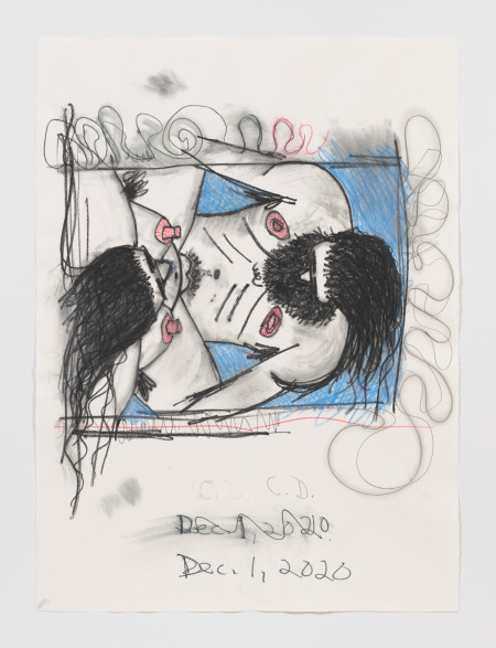 White Coitus Diagram, Water soluble crayon and pencil on paper