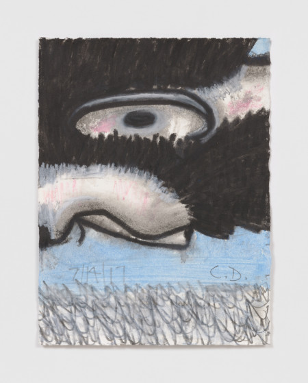 White Male Head Over Water, Watercolor, water soluble crayon and pencil on paper