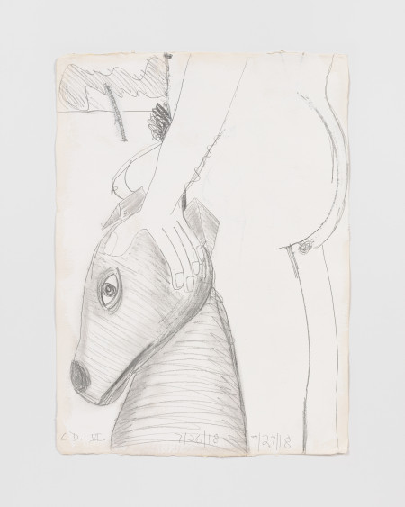 White Male With Dog VI, Casein and graphite on paper