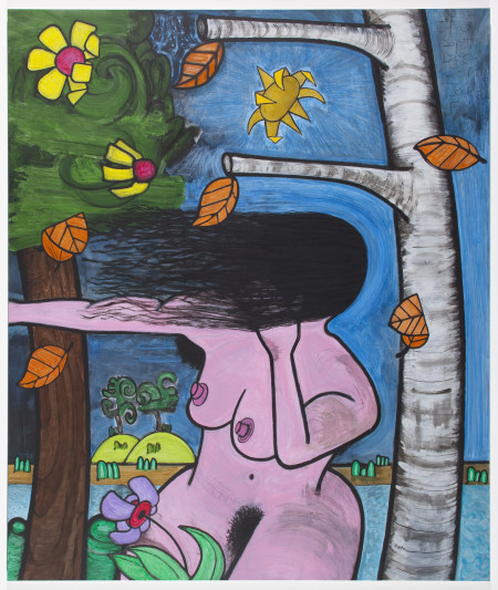 Bathers Five (The Wind), Mixed media on linen