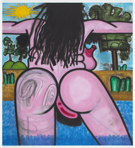 Bathers Six (Wading), Mixed media on linen