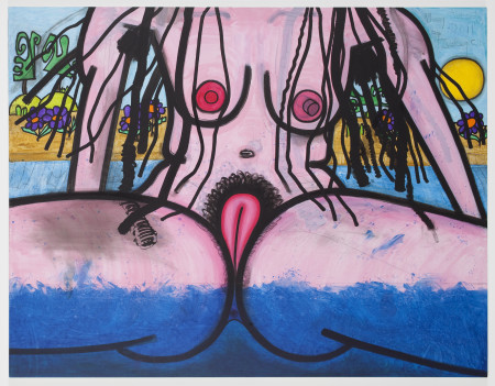 Bathers Thirteen (Spectrum B), Mixed media on linen