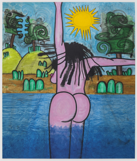 Bathers Two (Signal), Mixed media on linen