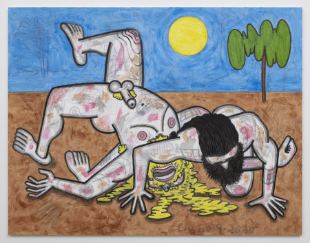 Big Men (2), Mixed media on linen