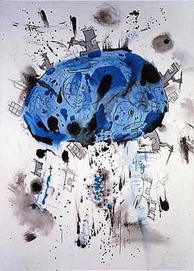 Blue Planet, Mixed media on linen