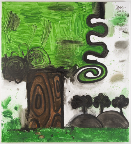 Distant Hills (Healthy Tree), Mixed media on linen