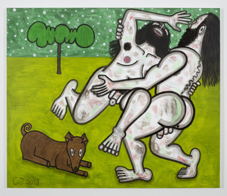 Green Evening (1), Mixed media on linen