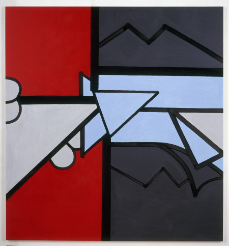 In Red Space (Three), Mixed media on linen