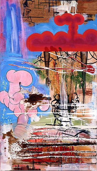 Island, Mixed media on wood veneers