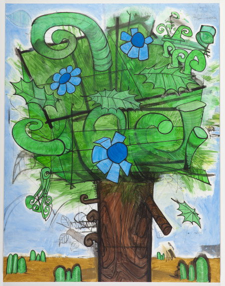 Late Trees #2, Mixed media on linen