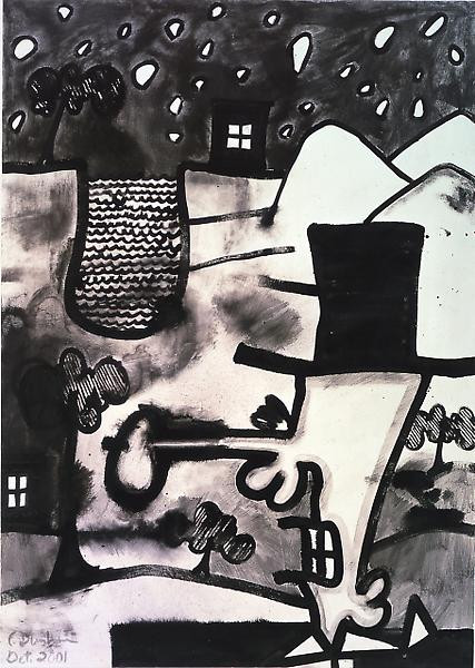 Meso-Kingdom Four (White Night), Mixed media on linen