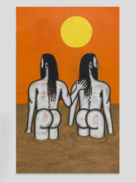 Mud Men, Mixed media on linen