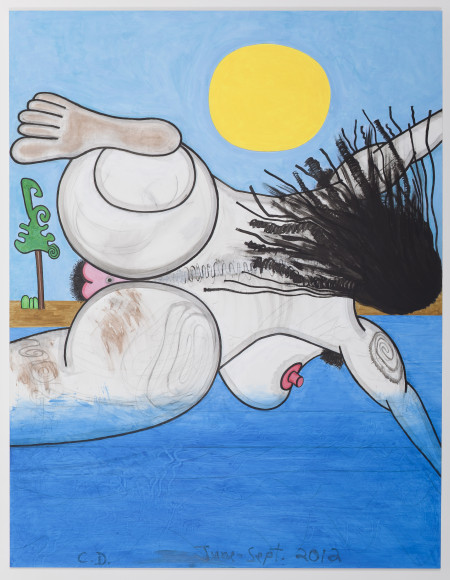 Next Bathers, Five (Dive), Mixed media on linen