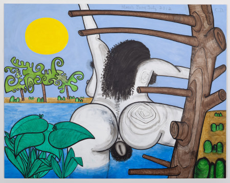 Next Bathers, Two (Dead Tree), Mixed media on linen