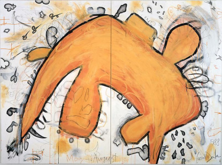 Orange Shape, Mixed media on ragboard on panel