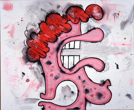 Portrait (Red Head), Mixed media on linen