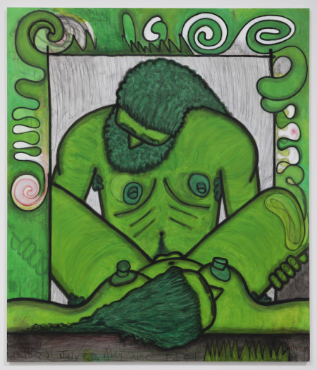 Qualiascope: Coitus Diagrams (Three), Urethane, acrylic, crayon and pencil on linen