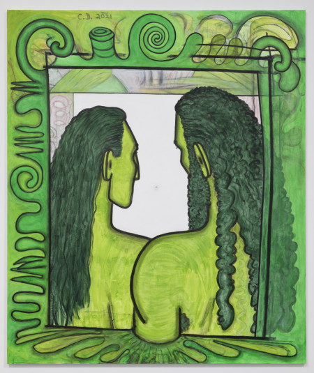 Qualiascope: Female & Male Taken Together, Urethane, acrylic, crayon and pencil on linen