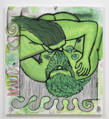 Qualiascope: Freefall (Two), Acrylic, crayon and pencil on linen