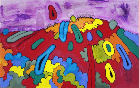 Red Place Red Thing, Mixed media on linen