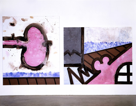 Rotation/Ocean/A, Mixed media on linen in two parts