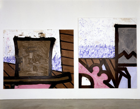 Rotation/Ocean/B, Mixed media on linen in two parts