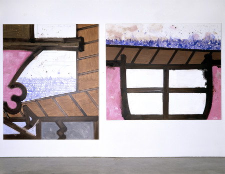 Rotation/Ocean/C, Mixed media on linen in two parts