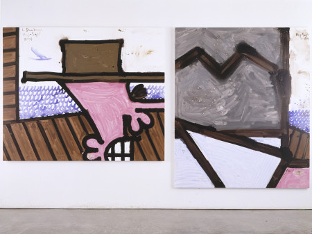 Rotation/Ocean/D, Mixed media on linen in two parts