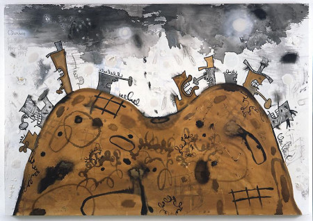 Saddle Ridge, Mixed media on linen