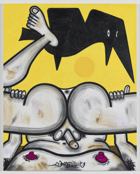 Self Examination (3), Mixed media on linen