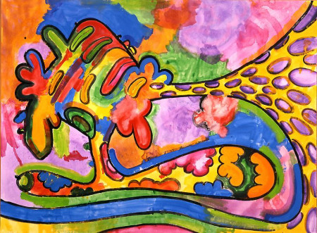 Shape Standing on Itself, Acrylic, vinyl, and graphite on linen