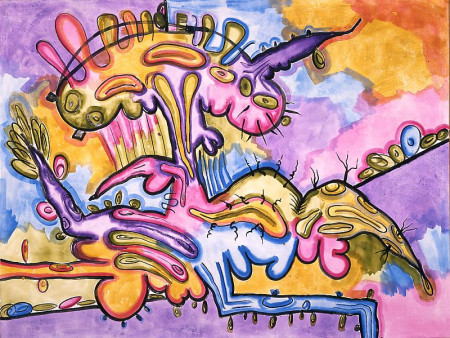 Shape with Incline, Acrylic, vinyl, pencil on linen