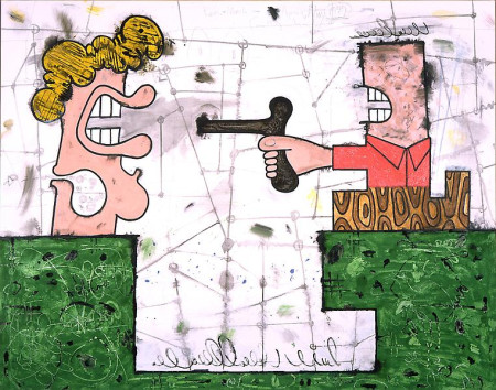 Shoot the Messenger (Version Two), Mixed media on linen