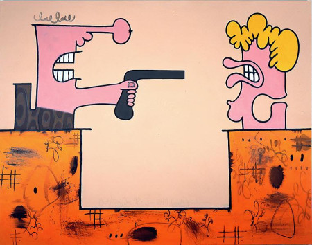 Shoot the Messenger, Mixed media on linen