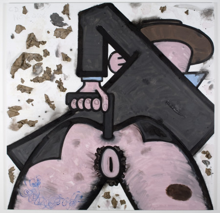 Square Mule, Mixed media on linen