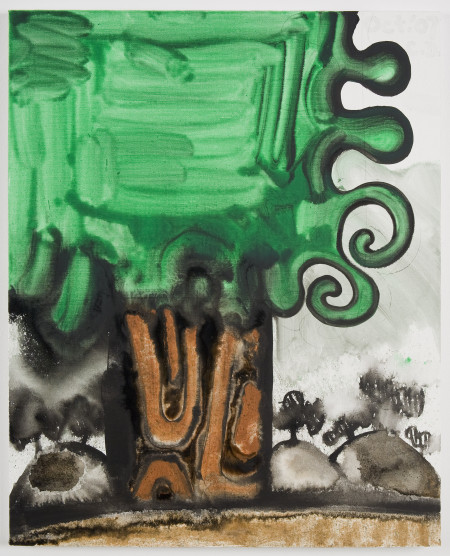 Three Hills, Mixed media on linen