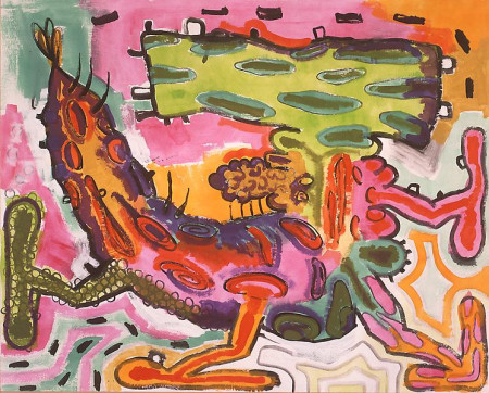 Touching Three Sides, Flashe and gesso on cotton