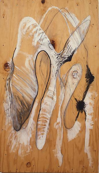 Untitled, Casein, acrylic, pencil, and charcoal on wood
