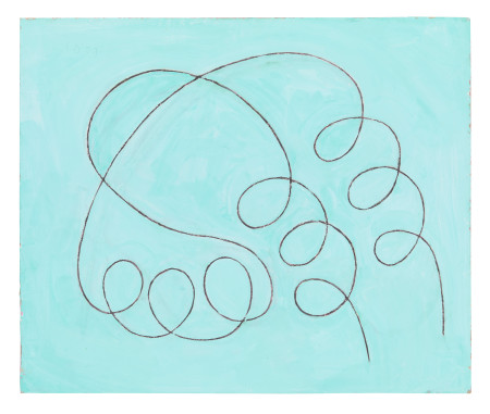 Untitled, Casein, charcoal and spackle on homasote panel